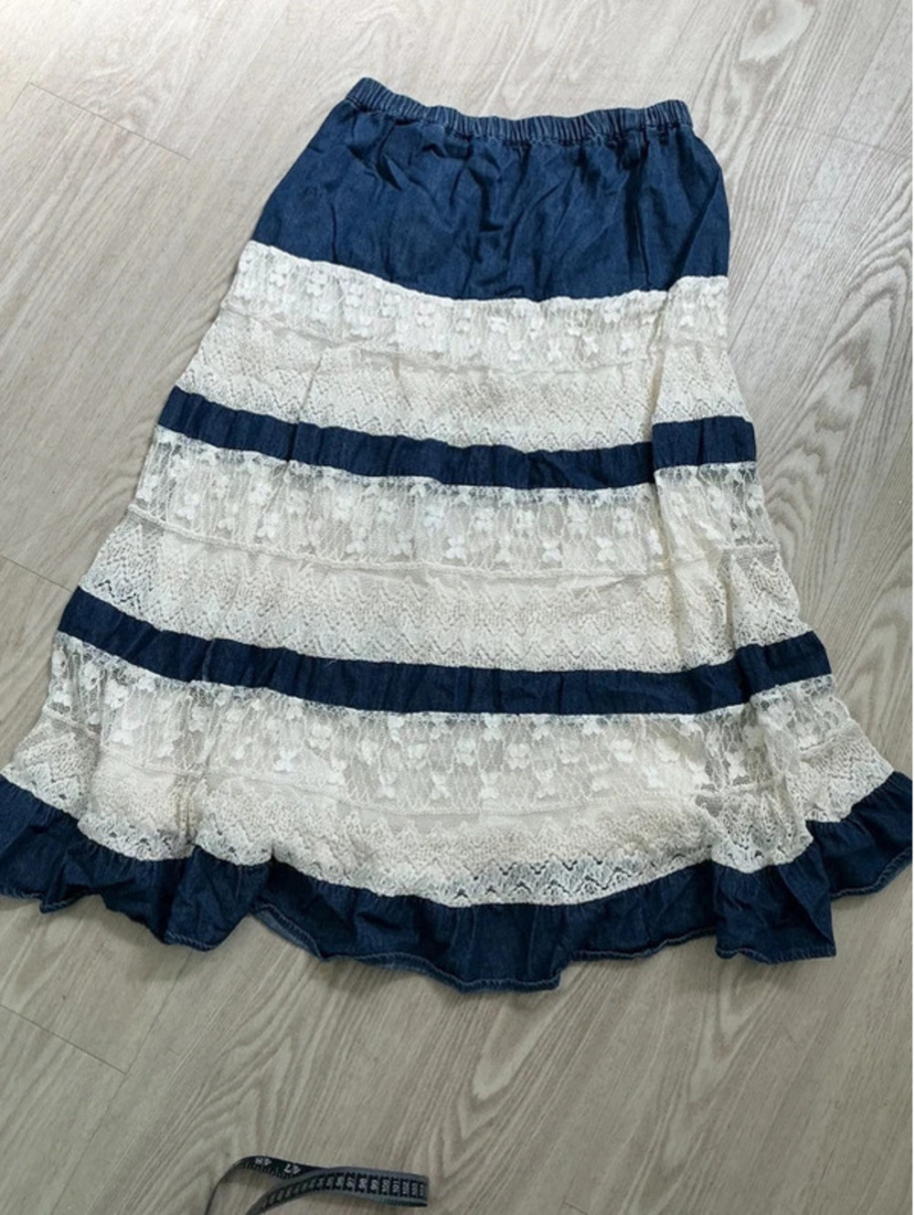 Country Boho Jean Lace Skirt #515